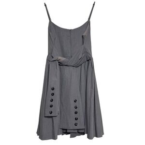 J.ING Mini Dress Gray Small Sleeveless Menswear Inspired Pleated Fit Flare